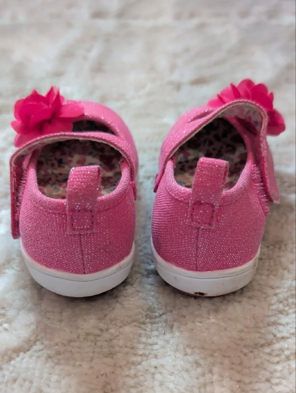 Toddler Pink Sparkle Shoes with Flower Accent